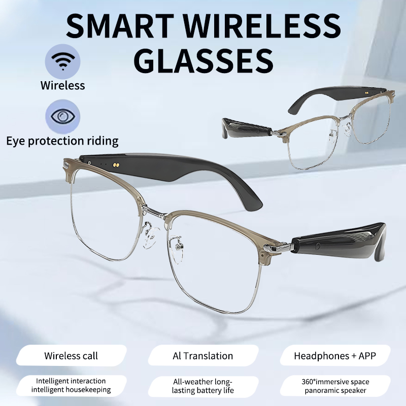 LIGE Polarized Bwireless call sunglasses sports smart glasses, built-in microphone and open music speaker, Al intelligent WirelessTranslation Glasses
