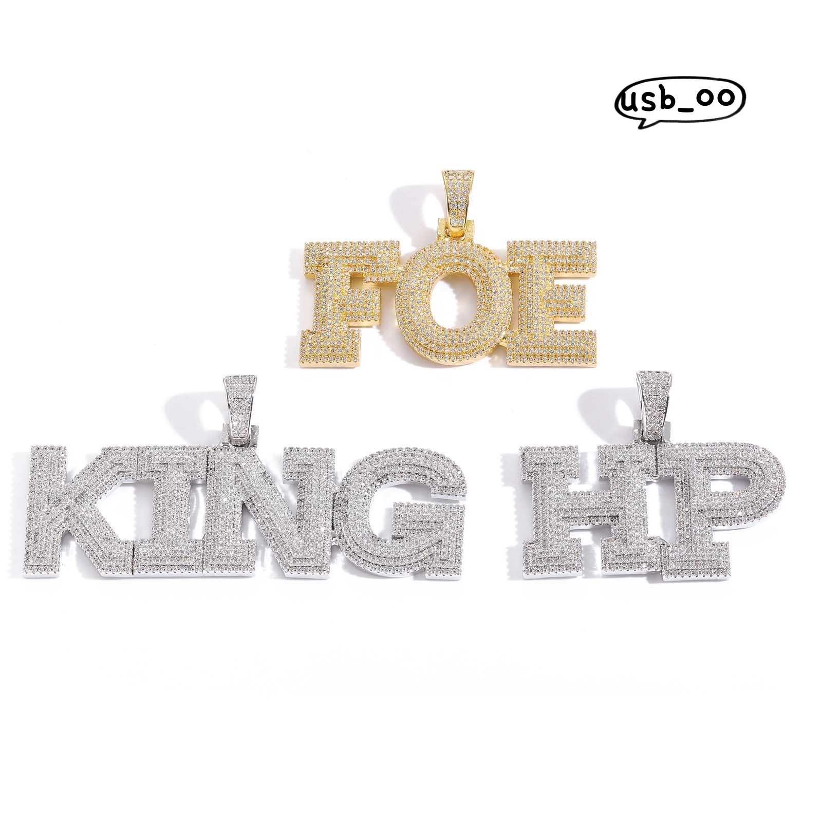 Pendant Hiphop Custom Letter Name Necklace Fashion Gold Plated Moissanite Letter Pendants Fine Jewelry Hip Hop for Men Women