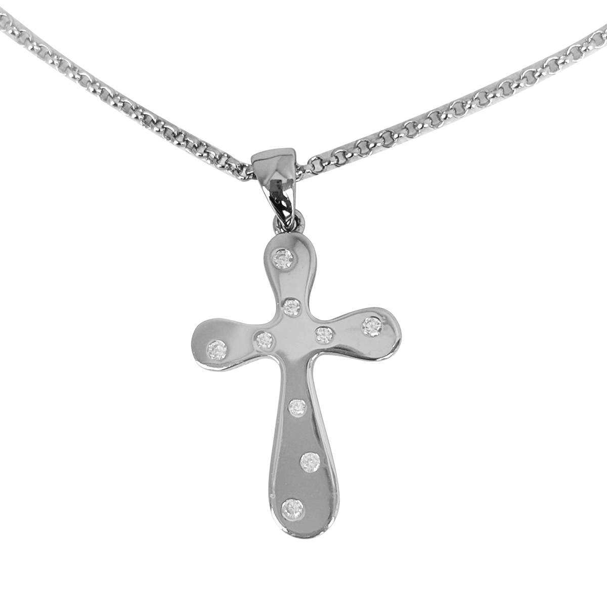 925 silver inlaid with high-quality shiny zircon white gold pendant necklace