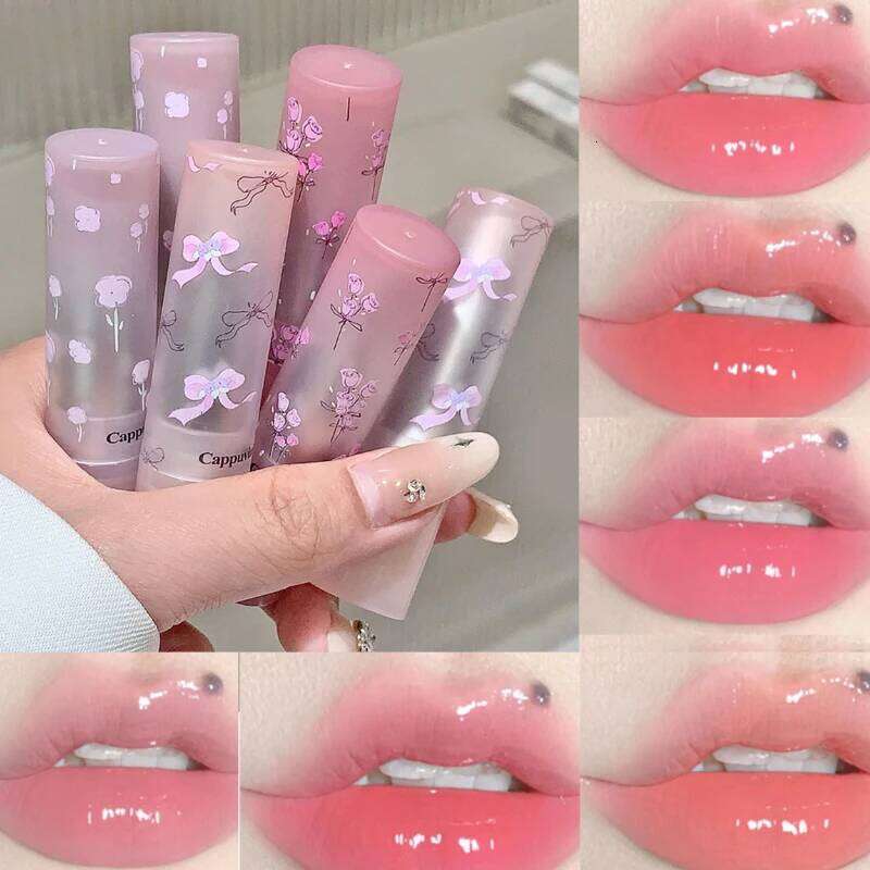 Flowery dish language gloss mirror glaze beep lip water light lasting not easy to dip cup makeup X250709