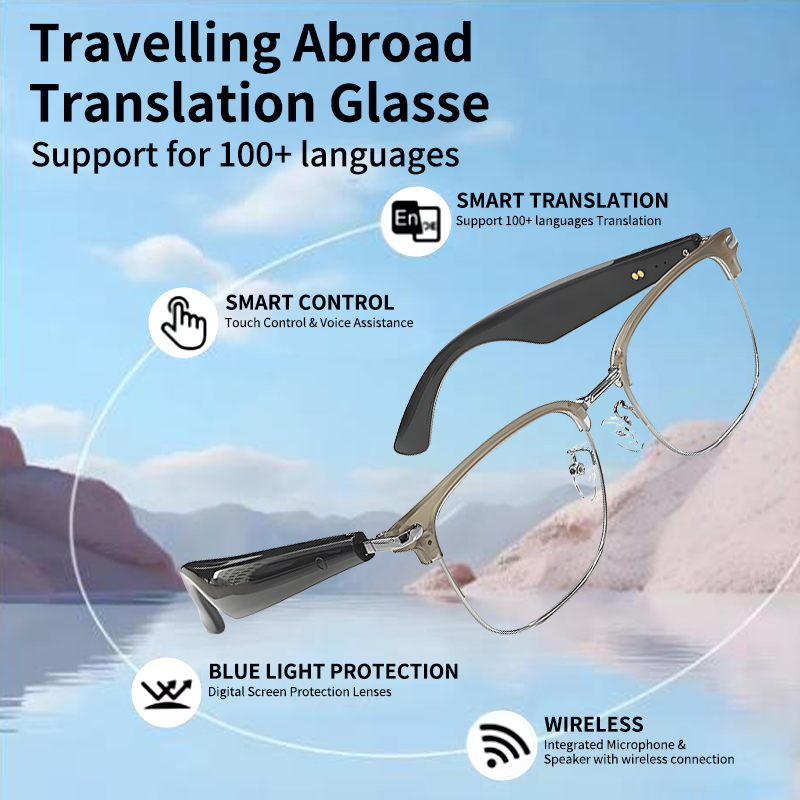 LIGE Polarized Bwireless call sunglasses sports smart glasses, built-in microphone and open music speaker, Al intelligent WirelessTranslation Glasses