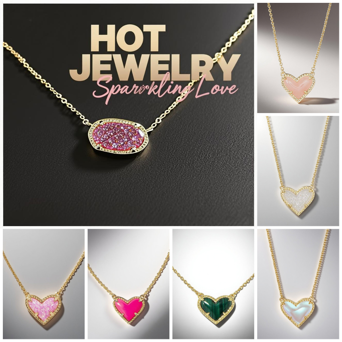 designer necklace jewelry woman luxury necklace oval pendant necklaces singaporean chain heart cystal stone collar plated gold necklace womens silver necklace