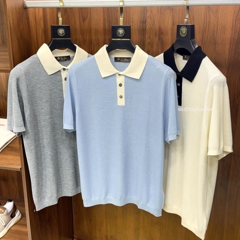 Men Polos Summer Knitting Breathable Business Leisure Lapel Short Sleeve Polo Shirt L1289