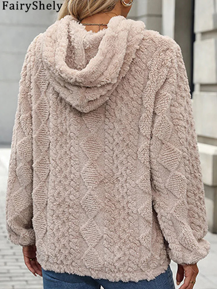 Autumn Winter Solid Womens Hoodies Warm Long Sleeve Hood Sweatshirt Casual Loose Lady Plush Hoodie Tops 250709