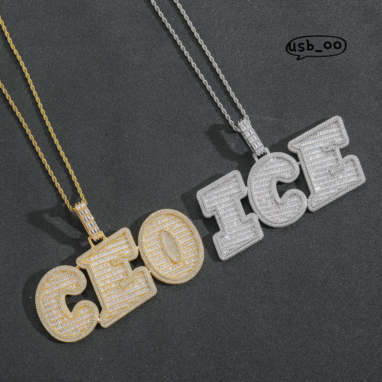 Letter Copper Italic Customized Splicing Name Pendant Necklace Personalized DIY Fashion Alphabet Pendants Couple Hip Hop Jewelry