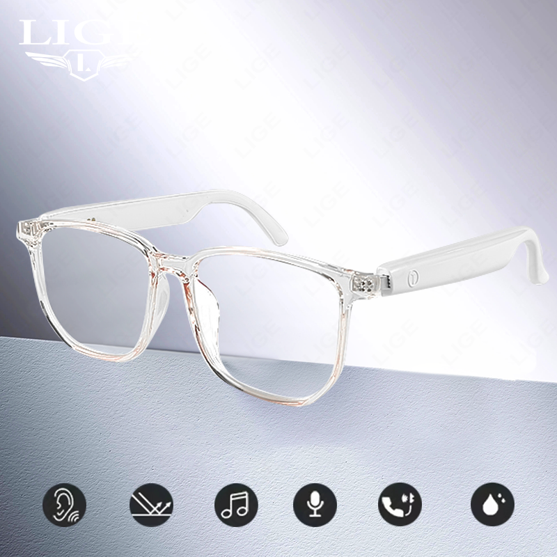 LIGE AI smart glasses anti-blue light sunglasses wireless call glasses outdoor glasses music control speakerunisex style waterproof