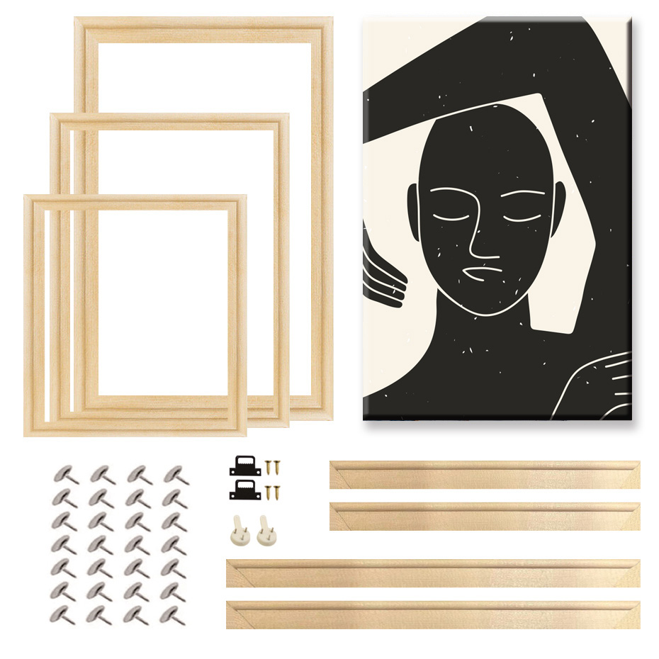 Decorative Natural Wooden Picture Frames Large Size Canvas 50X70 60X90 70X100 for Pictures Posters Wall Frame H260306