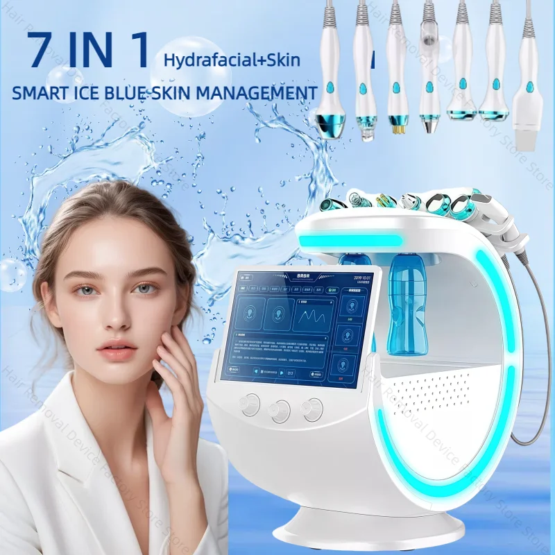 Smart Ice Blue 7-in-1 Magic Dermabrasion Mirror Deep Cleansing Instrument Professional Ultrasonic Skin Analysis Beauty Salon