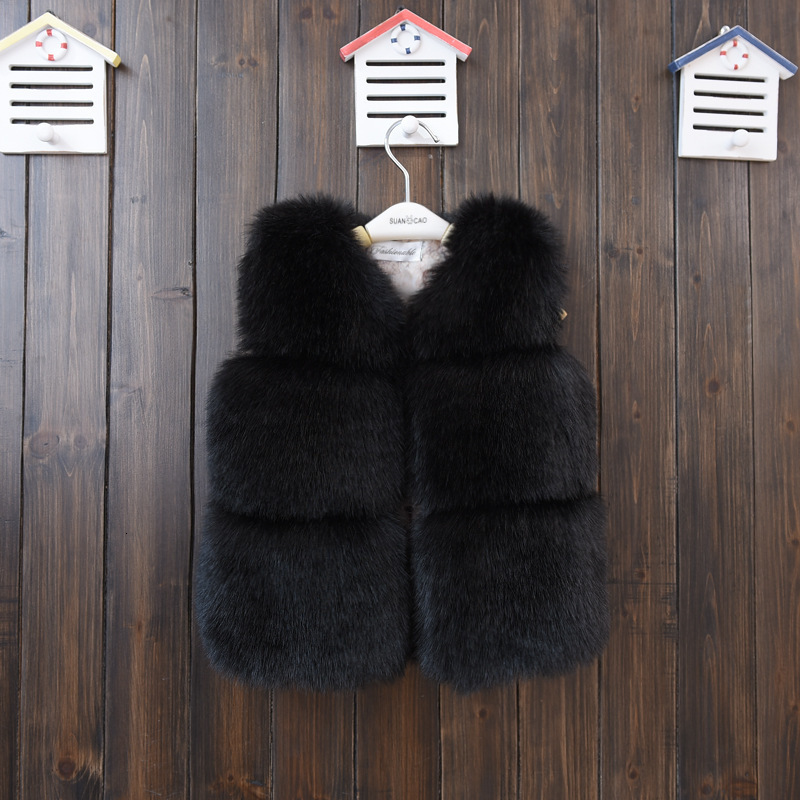 High Quality Girls Faux Fox Fur Vest Candy colors children winter coats Smooth Fox Fur Jacket for kid Faux Fur Outwears 240921