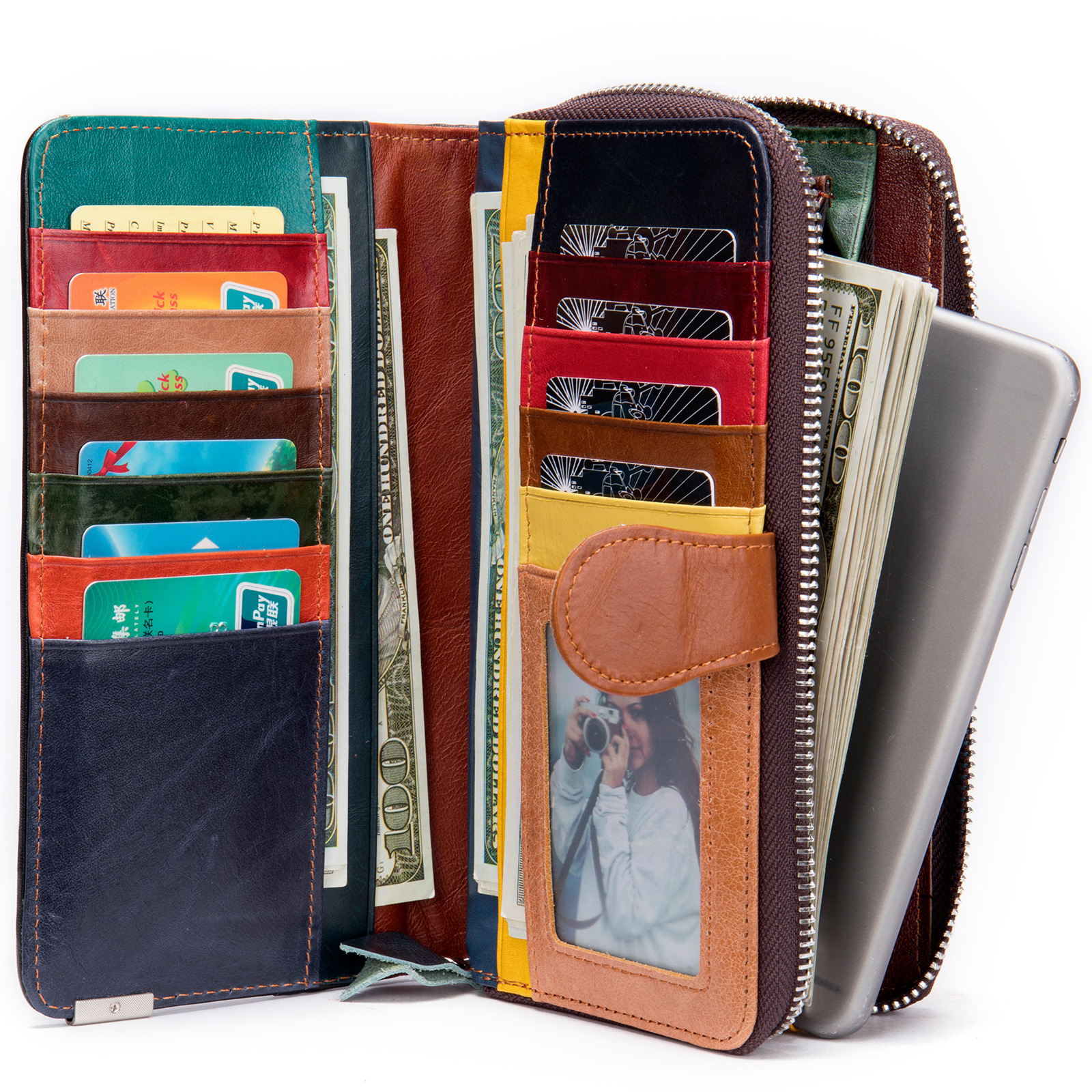 2023 Cross-border New Women's High-end Genuine Leather Wallet Large Capacity Money Clip 70% Off Wallet Wholesale Cowhide Coin Purse