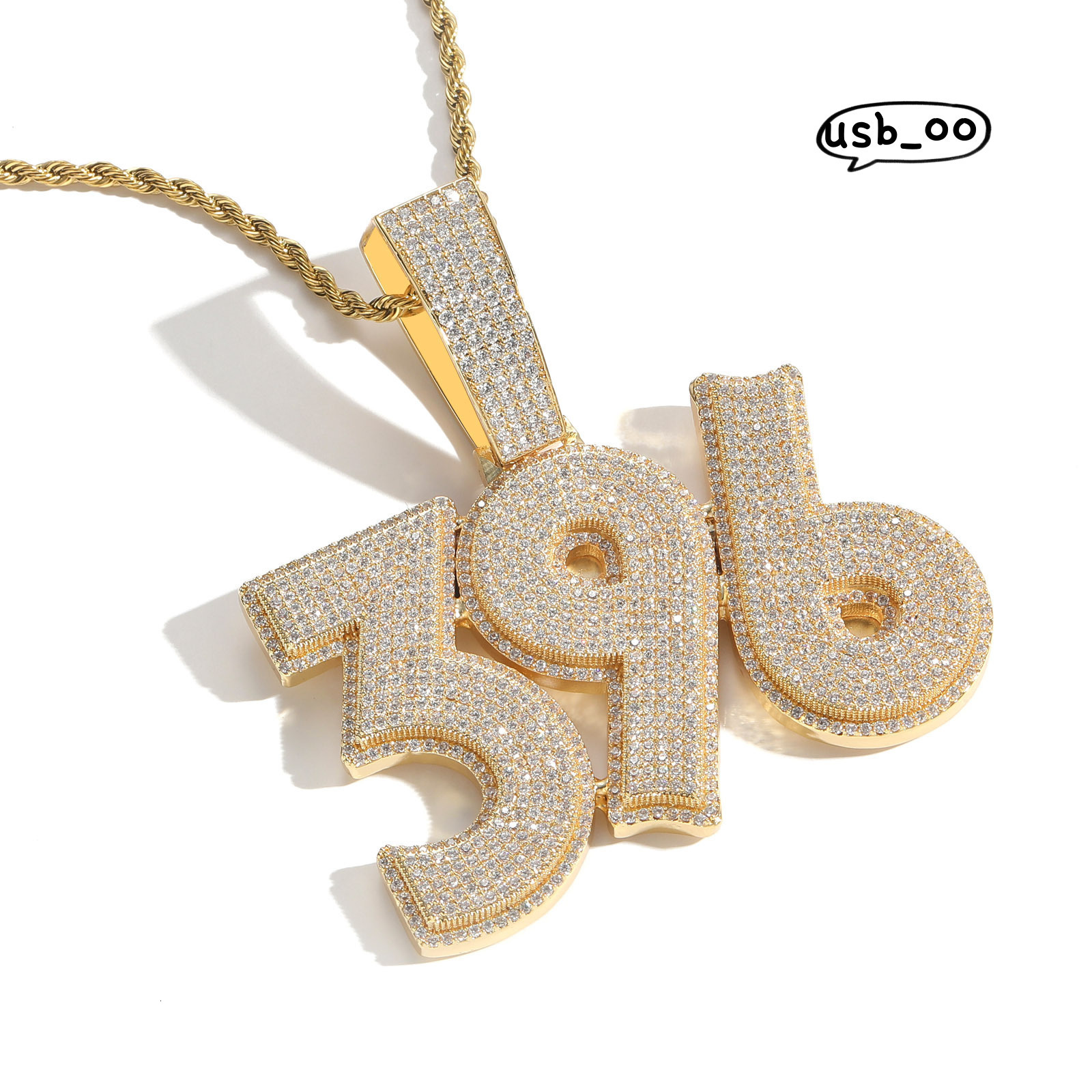 Iced DIY Pendant Custom Hiphop Out Letter Pendant Necklace Gold Plated Copper Moissanite Number Pendants Splicing Name Necklace Men