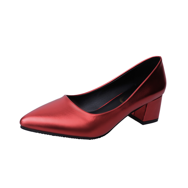1181 Women's Fashion Office Heels with Arch Support, Low Thick Heels with Closed Toes, Comfortable Pointed Dress, Office Heels