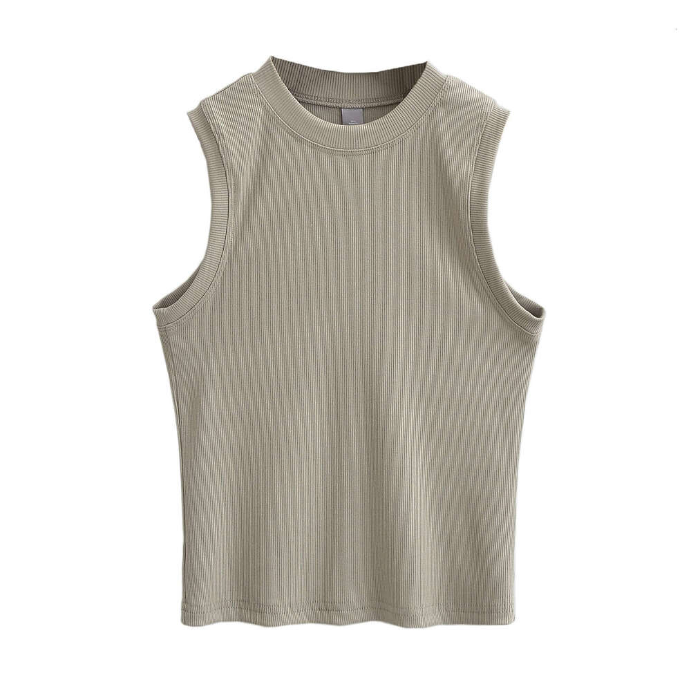 American Kardashian Same Style Wide-Edge Sleeveless Top For Women, Solid Color Slim Fit Slimming Tight Short Vest B5