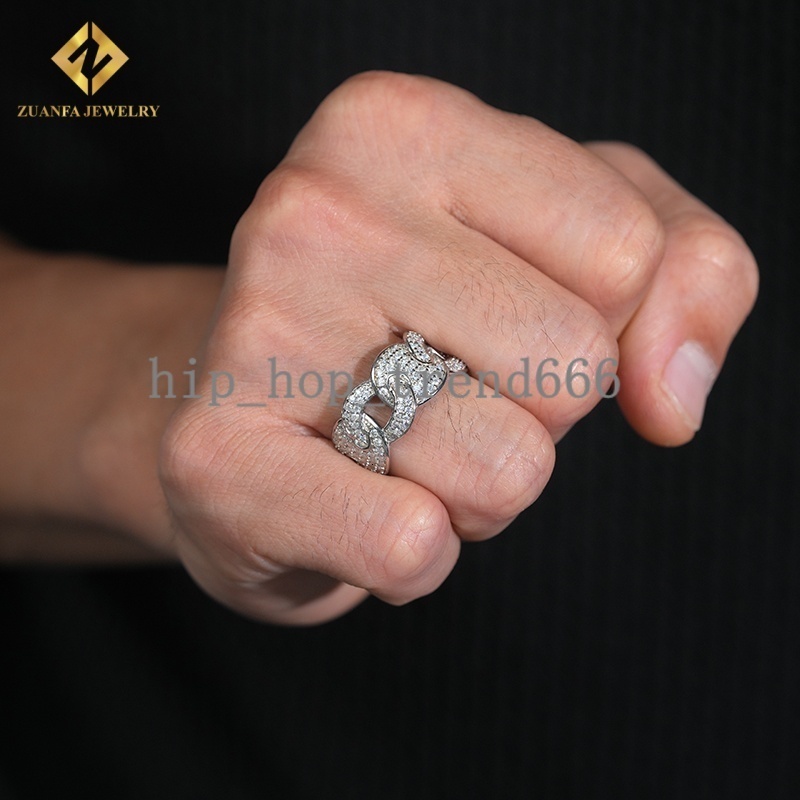 Luxury Iced Out VVS1 Moissanite Diamond Ring Fashion Hip Hop Style Men Pass Diamond Tester Custom 925 Silver