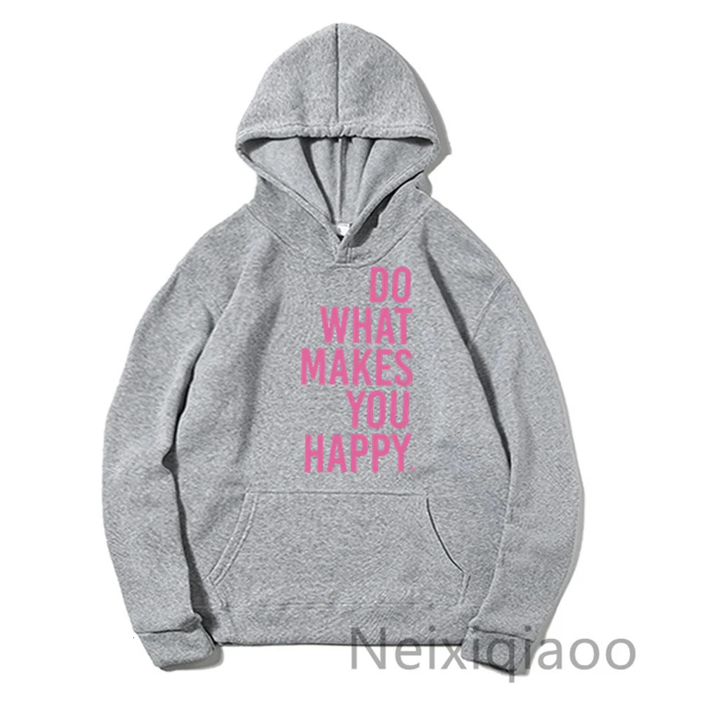 Plus Size Do What Makes You Happy Simple Letter Printed Hoodie Women Men Autumn Winter Clothing Sweatshirt Hoodies Pullover 250709