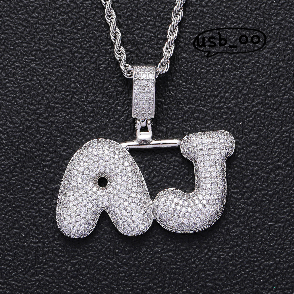925 Lettering Custom Silver Bubble Mozan Diamond Hip-hop Necklace Personality Can Be Customized with a Certificate
