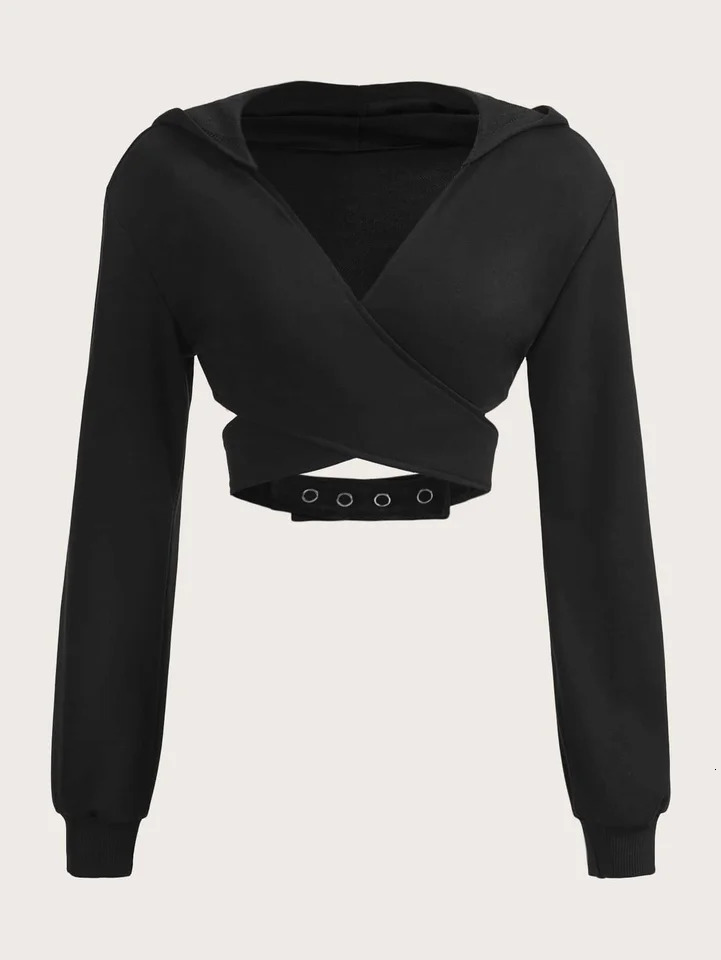 A cool and spicy girl style sexy hooded top for women a short sweatshirt with niche rustic n 250709