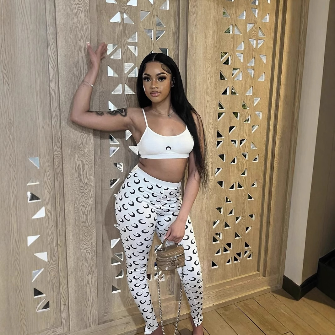 2025 New Sexy Slimming Vest and Pants Set Fashion Crescent Print Two-Piece Set