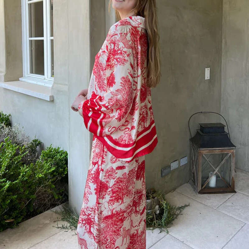 Summer New Casual Loose Elegant Fashionable Printed Women's Pants Set B5