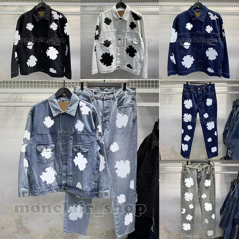 mens jacket designer jean jacket + jeans Printed denim set trendy jacket casual pants mens jeans