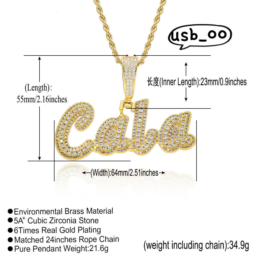 Stitching Customized Double-layered Lowercase Alphanumeric Pendant Necklace Moissanite Letter Name Pendants Custom Hiphop Pendant