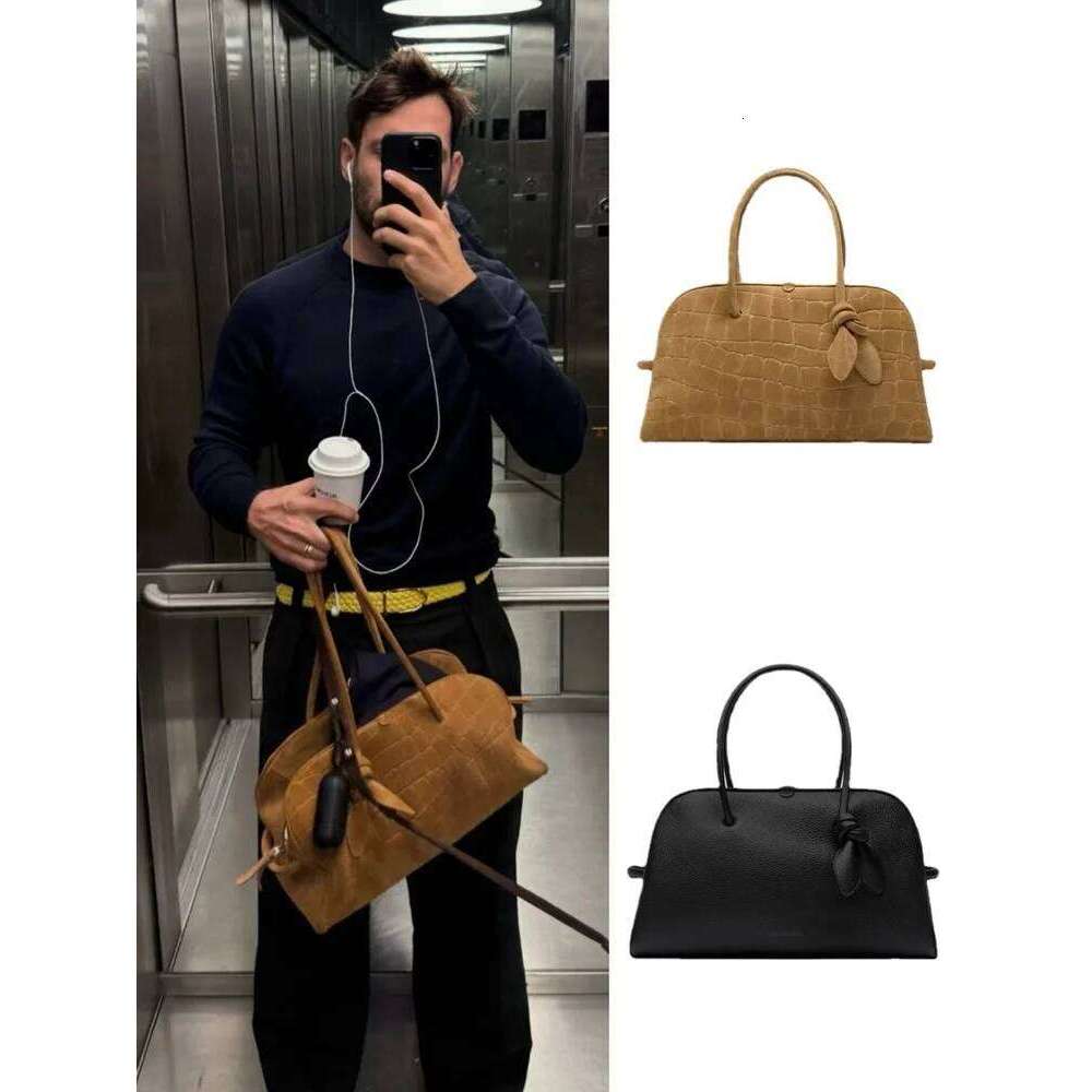 2024 Autumn Winter New Sle Women's Handbag Crocodile Pattern Top Layer Cowhide Bowling Soft Veet Texture Oulder Bag