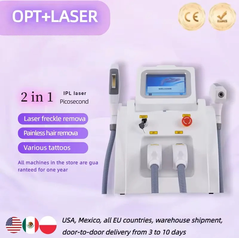 2 In 1 Professional Laser Hair Tatoo Removal Machine IPL OPT Picosecond Laser Device Multifunction Beauty Machine Ice Painless