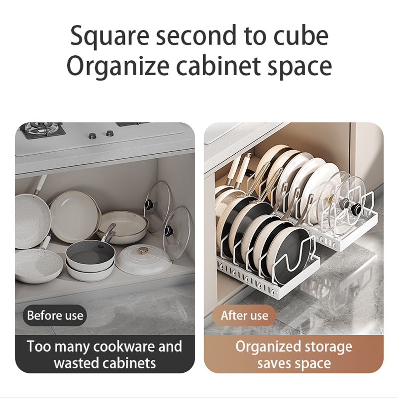 Adjustable Pull-Out Pot Rack for Kitchen Storage