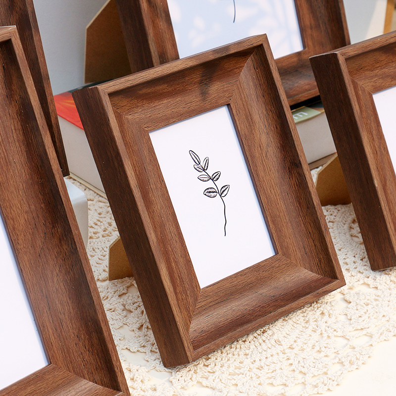 Wood Color Simple Frame 5-10 Inch Widened Border Photo Decor Dual-use Models wall-mounted Home Decoration Ornaments H260306