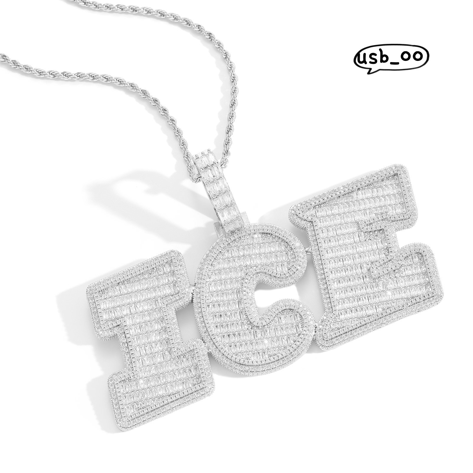 Letter Copper Italic Customized Splicing Name Pendant Necklace Personalized DIY Fashion Alphabet Pendants Couple Hip Hop Jewelry