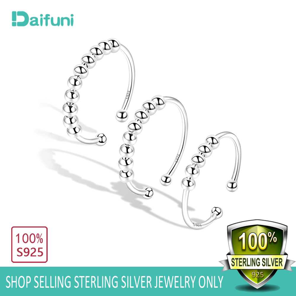Daifuni 100% S925 Sterling Silver Us Fidget Ruota Perle Liberamente Anelli A Sp…
