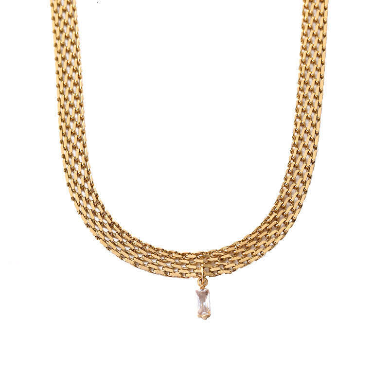 DHcollections Ins Niche Design Chain Inlaid Snake Bone for Women Gold-Plated Non-Fading Titanium Steel Necklace
