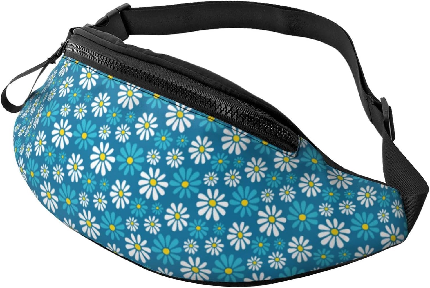 Cute Daisy Flowers Waist Bag With Headphone Hole Belt Bag Adjustable Sling Pocket Fashion Hip Bum Bag For Women Men