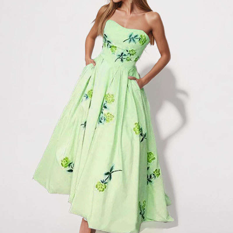 Summer New Women's Fashion Elegant Sleeveless Tube Top Long Dress B5