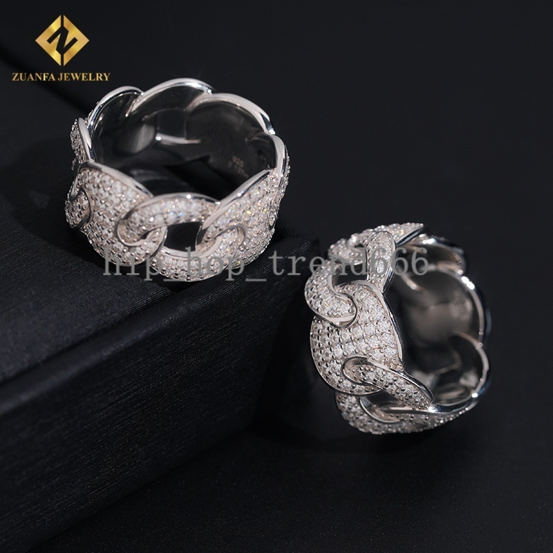 Luxury Iced Out VVS1 Moissanite Diamond Ring Fashion Hip Hop Style Men Pass Diamond Tester Custom 925 Silver