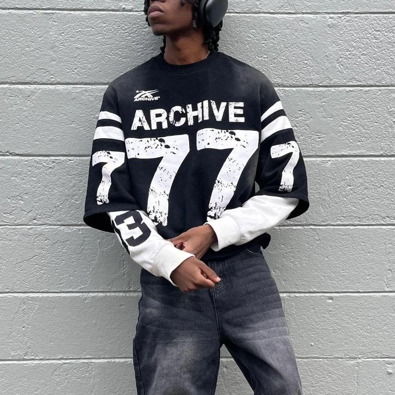 Men's Hoodies Men Women Retro Harajuku Punk Casual Splicing Sweatshirt Fashion Street Design Fake Two Piece Hip Hop Loose Long Sleeves