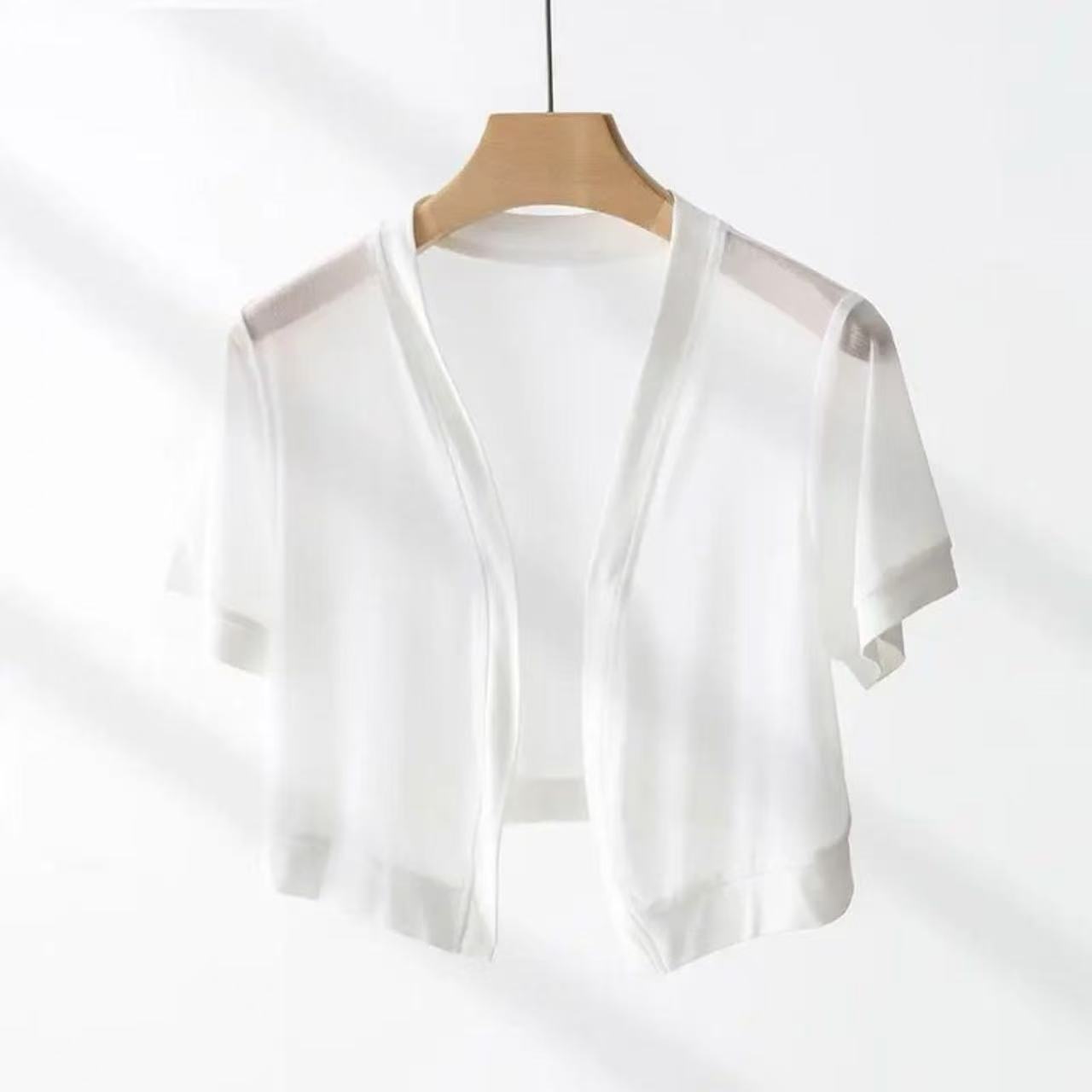 K1290 Short small shawl hollow air-conditioning sweater for women in summer ice silk mesh ultra-thin outerwear cardigan jacket summer top v-neck