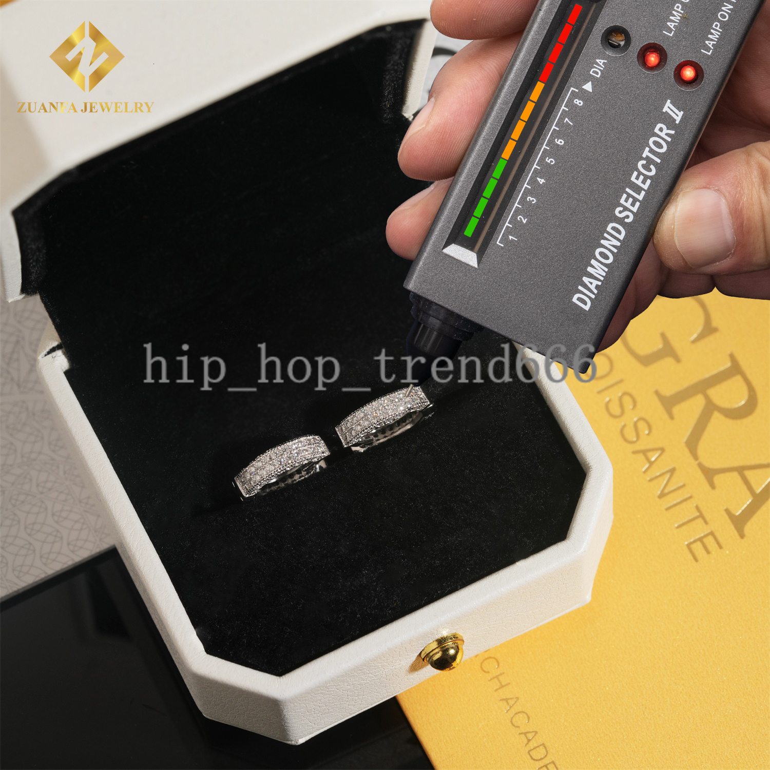 USA Local Stock Rapper Hoop Cluster Diamond Earring Solid 925 Silver VVS Moissanite Iced Out Earrings Pass Diamond Test