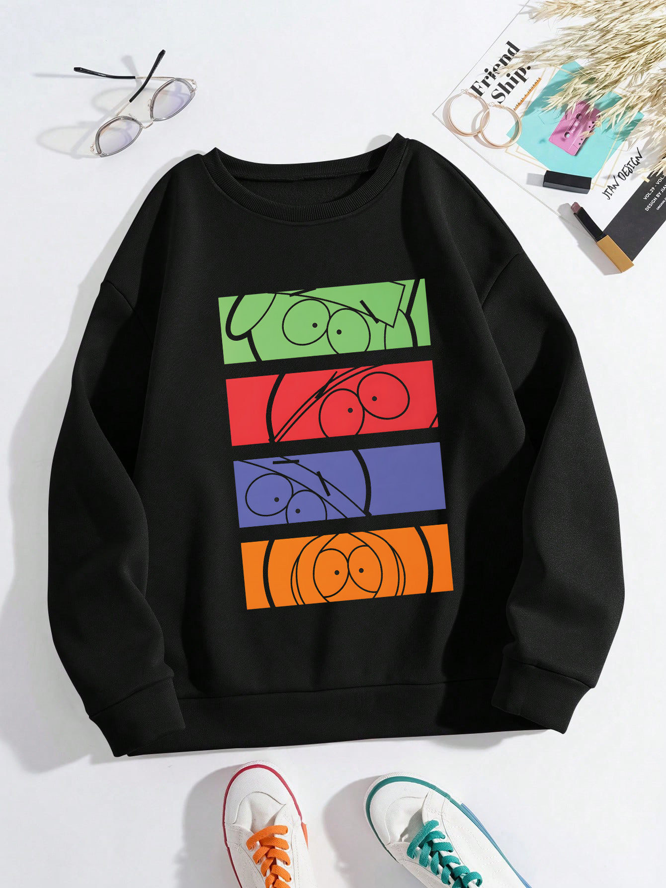 Women's Sweatshirts Pure cotton sweater women's 2025 new black spring and autumn American letters women's fashion high street hoodless 