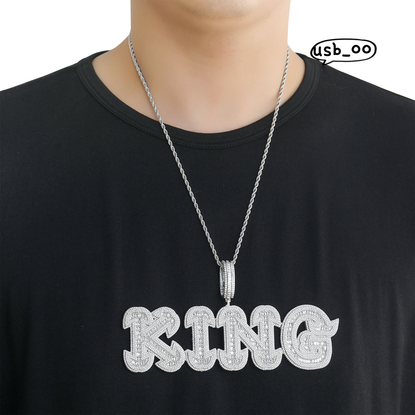 Cubic Iced VVS Out Bling Moissanite Full Paved Cz Capital Letter CEO Pendant Necklace Hip Hop Chain for Boy Men Hip Hop Jewelry