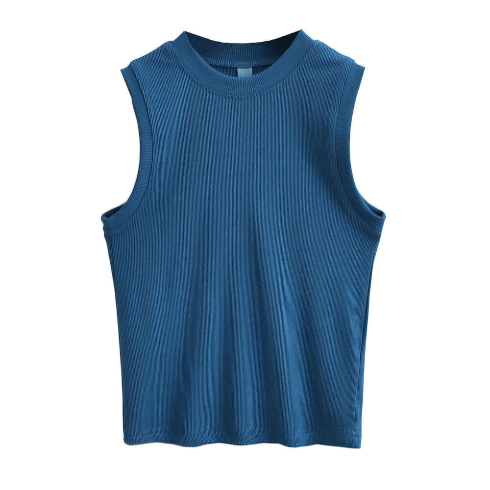 American Kardashian Same Style Wide-Edge Sleeveless Top For Women, Solid Color Slim Fit Slimming Tight Short Vest B5