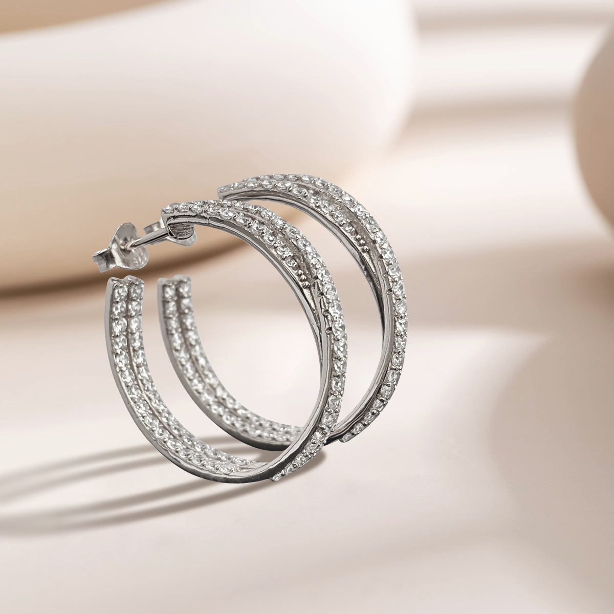 Round retro twisted diamond hoop earrings; small circle earrings; 925 silver material; party jewelry