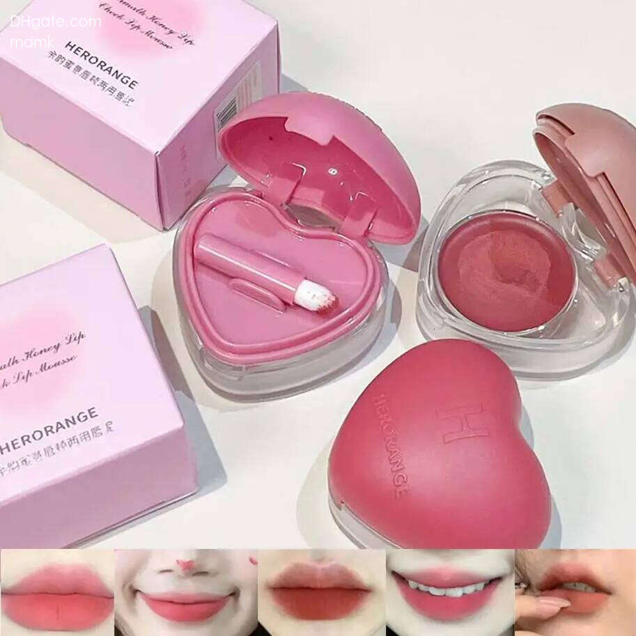 HERORANGE and Cheek Dual-pose Lip d Lipstick Natural All-match Matte Monochrome Blush Cream with Brush X250709