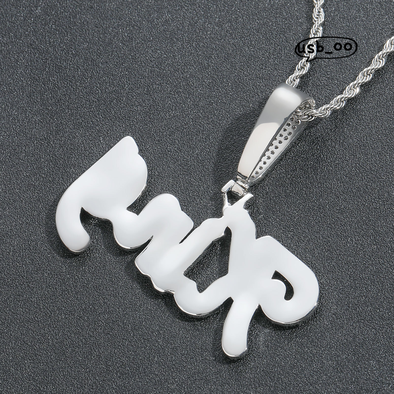 Stitching Customized Double-layered Lowercase Alphanumeric Pendant Necklace Moissanite Letter Name Pendants Custom Hiphop Pendant