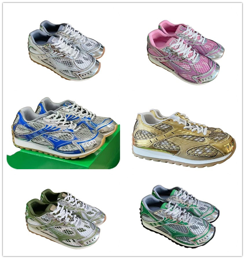 Men Women Casual Shoes luxury Sneakers Patent leather Classic Trainers Grey Black White Green Pink Golden blue Sliver Mesh Preppy Style