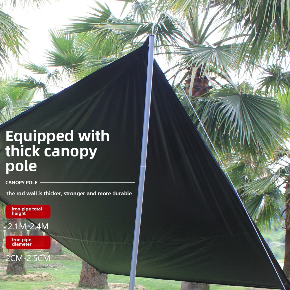 Extra Large Outdoor Canopy Tent Sunshade Camping Picnic Black Coating Windproof Ultra-light Portable Gear Equipment