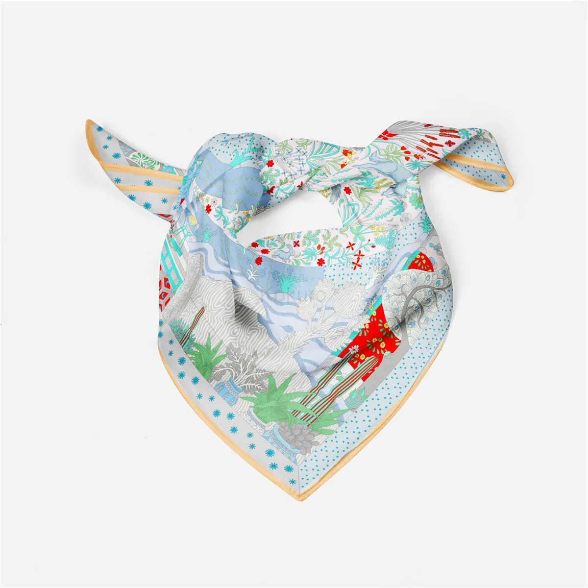53cm Brand Dot Animals Square Scarf Woman New Design Silk Scarf Women Bandana Luxury Headband Hijab Foulard Neckerchief M250709