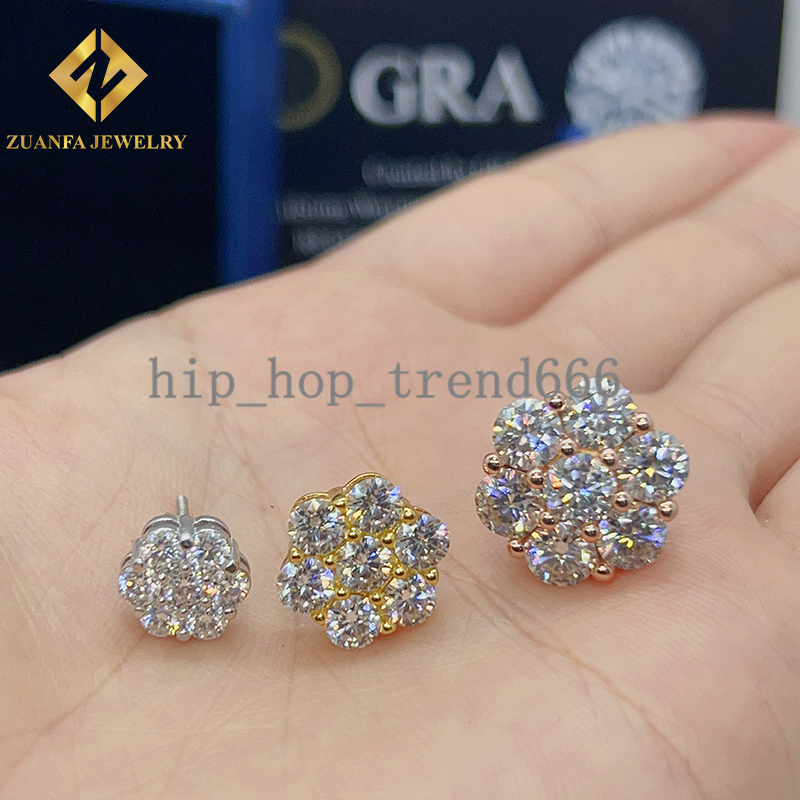Dropshipping Hip Hop14K Gold Plated Sterling Silver 925 VVS GRA Certificated Lab Diamond Moissnaite Fashion Jewelry Earrings