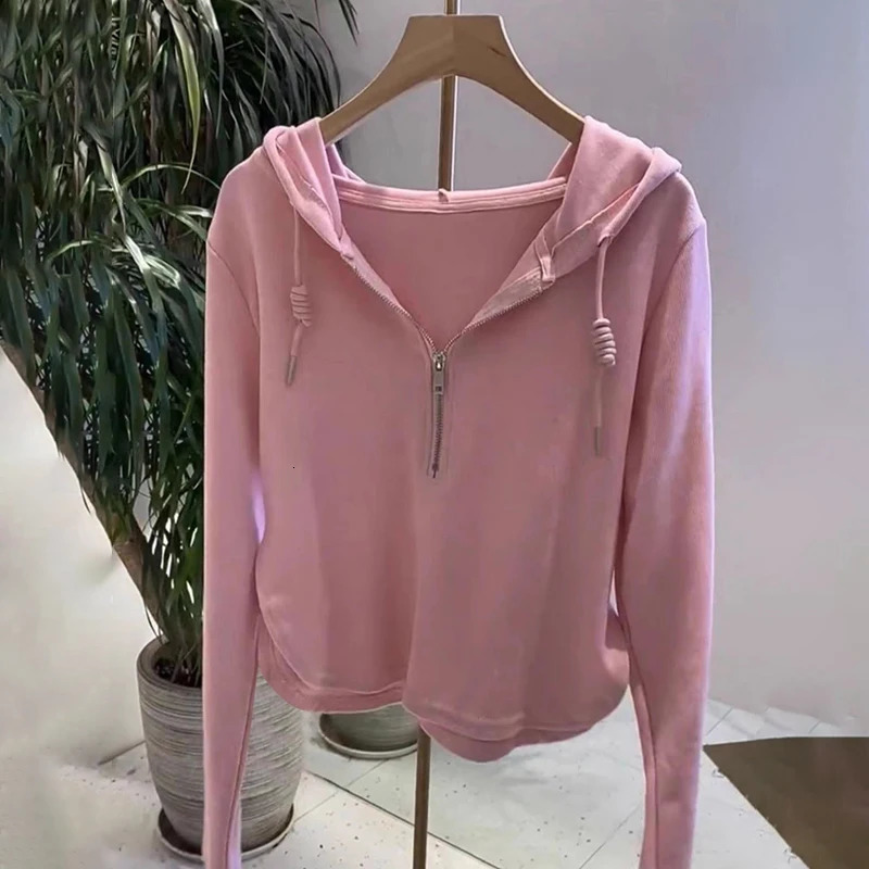 Hoodies Women Casual Simple Zipper Long Sleeve Slim Streetwear Sweatshirts for Spring and Autumn Thin Clothes Solid Color 250709