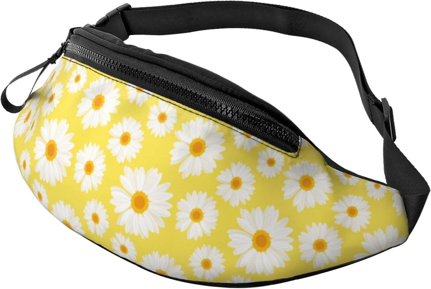 Cute Daisy Flowers Waist Bag With Headphone Hole Belt Bag Adjustable Sling Pocket Fashion Hip Bum Bag For Women Men